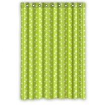 Libin White Flowers In Green Shower Curtain Waterproof Polyester Fabric Bathroom Curtain 48x72 inch