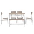 thumbnail image 6 of Industrial Dining Set with Storage Racks, Dining Table Set of 6, 43" Rectangular Table, Bench, 4 Dining Chairs, Sturdy Steel Frame,for Small Space, Home, Apartment, 6 of 9