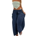 thumbnail image 5 of Biekopu Women Summer Beach Wide Leg Pants,Solid Color Loose Casual High Waist Harem Trousers for Streetwear, 5 of 7
