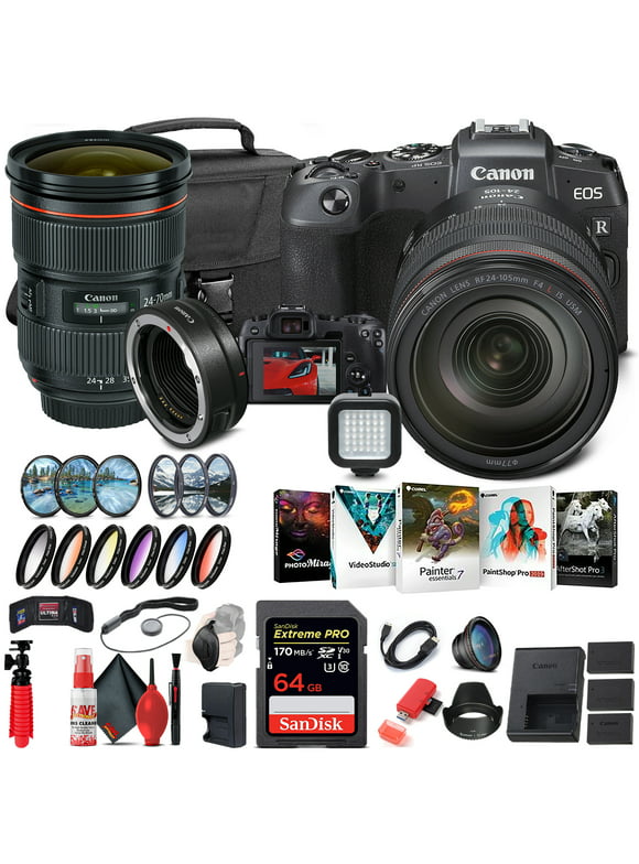 Canon EOS RP Mirrorless Camera with 24-105mm Lens (3380C012) + Canon EF + More