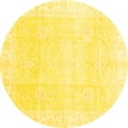 thumbnail image 1 of Ahgly Company Indoor Round Oriental Yellow Traditional Area Rugs, 7' Round, 1 of 4