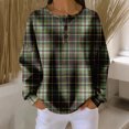 thumbnail image 2 of Women's Casual Shirts Long Sleeve Tops Button Up V Neck Loose Knit Fall Favorites For Women with Retro Plaid Print Waffle Henley Shirt, Classic Autumn Wear,Dark Gray,S, 2 of 7