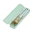 thumbnail image 3 of Portable Flatware Set, Spoon Fork Chopsticks Durable No Incisive Travel Utensils  For Student For School For Working White GoldGreen Storage Box, 3 of 8