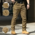 thumbnail image 2 of Men's Stretch Tactical Pants,Water Resistant Ripstop Cargo Pants,Lightweight Outdoor Work Hiking Pants with Pockets(No Belt),Brown,3XL, 2 of 6