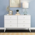 thumbnail image 2 of Allora Mid Engineered Wood Century Modern 6 Drawer Double Dresser in White, 2 of 9