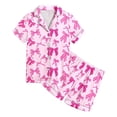 thumbnail image 3 of Toddler Satin Pajama Set Valentines Day Pajama Short Sleeve Bow Button Down Loungewear Little Girl Pajamas 2-3 Years, 3 of 3