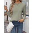 thumbnail image 6 of Waffle Knit Shirts for Women Green M, 6 of 8