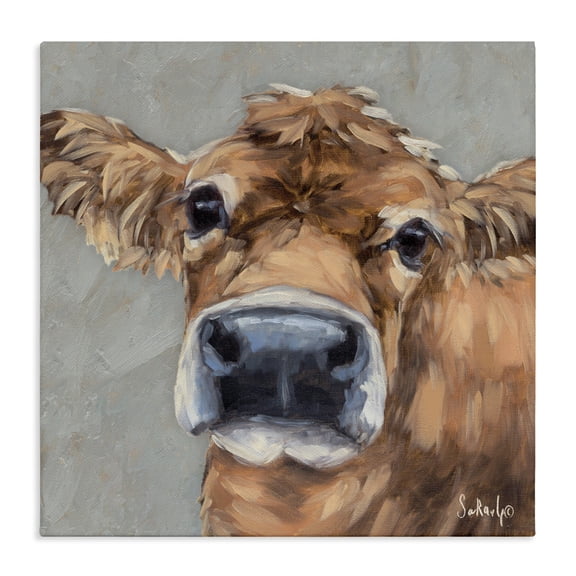 Stupell Industries Rustic Lodge Freckles The Cow Portrait Canvas Art, 17 x 17, by Sara G. Designs