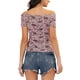 thumbnail image 3 of INSPIRAR CHIC Blusa Cortada de Manga Corta Ajustada sin Hombros S Gris Rosa, 3 of 6
