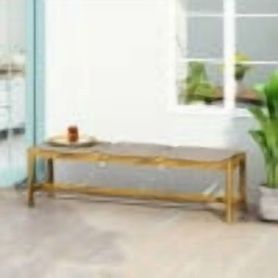 Outdoor 3 Seater Garden Rest Bench, Acacia Wood Public Leisure Seat for Patio Garden, Light Gray
