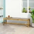 thumbnail image 3 of Olurrisa Outdoor 3-Seater Acacia Wood Bench, Rustic Hardwood Garden Patio Bench with Woven Rattan Seat, 3 of 8