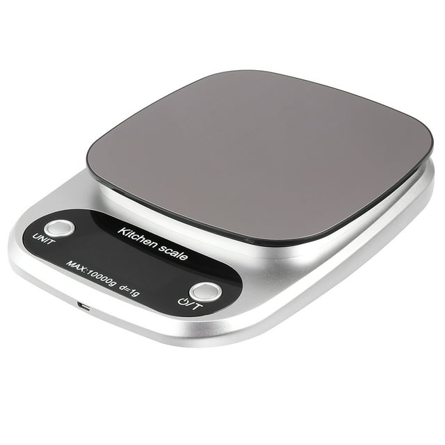 1PC 10kg/1g Rechargeable Kitchen Scale Stainless Steel Accuracy LCD Display Digital Scale Measurement Tool (Silver)