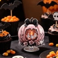thumbnail image 2 of Gumesh Halloween Decoration Acrylic Pink Pumpkin Sign Pumpkin Table Decor 4 Inch Happy Halloween Desktop Ornament for Farmhouse Home Living Room Holiday Decor, 2 of 7