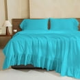 thumbnail image 3 of 4 Piece Corner Ruffle Sheet Set, 6" Inch Corner Ruffle On Flat Sheet And Pillowcases, 15 Inch Deep Pocket, 100% Egyptian Cotton, 800 TC, Queen Size, Solid Turquoise Blue, 3 of 6