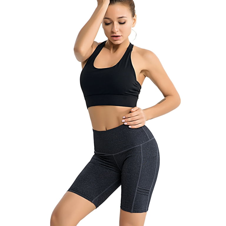  GROTEEN High Waisted Biker Shorts with Pockets for Women Yoga  Workout Tummy Control Gym Running Shorts Leggings (Small-Medium, Black) :  Clothing, Shoes & Jewelry