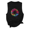 thumbnail image 4 of Womens Tops Dressy Casual,Womens Crew Neck Tank Tops Summer Sunflower Print Top Graphic Tees Casual Cami Shirts Blouses, 4 of 6