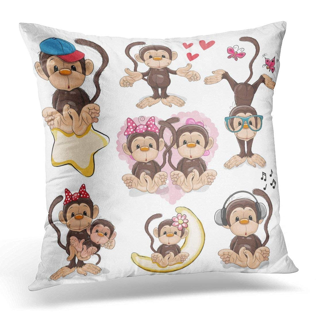 NANA Decorative Pillow for Girls Lucky Happy Little Monkey Cartoon Girl Decorative Pillows for Bed 13.78 X 13.78 Inch Heart-Shaped Cushion Gift for Friends/Children/Girl/Valentine's Day NANA Decorative Pillow for Girls Lucky Happy Little Monkey Cartoon Girl Decorative Pillows for Bed 13.78 X 13.78 Inch Heart-Shaped Cushion Gift for Friends/Children/Girl/Valentine's Day