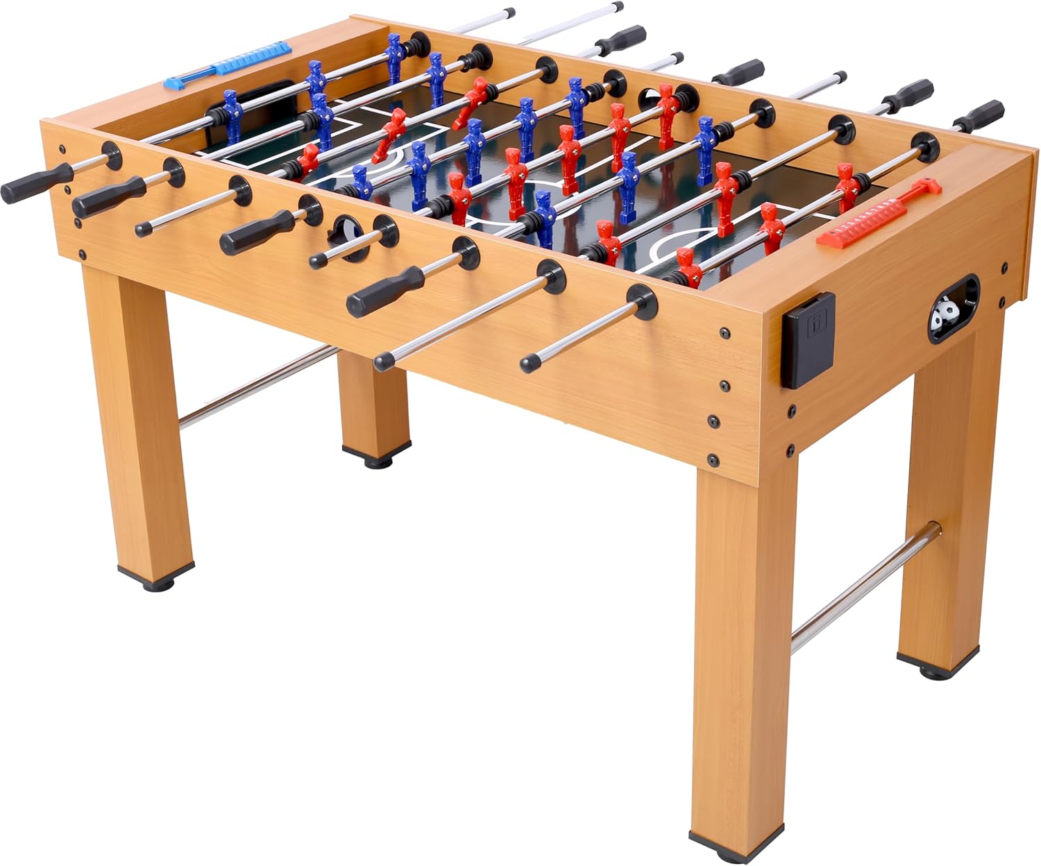 Rugerasy 54Inch Foosball Table,Soccer Game Table with Analog Scoring and Free Accessories,Competition Sized Football Arcade for Adults,Indoor Game Room Sport,Brown