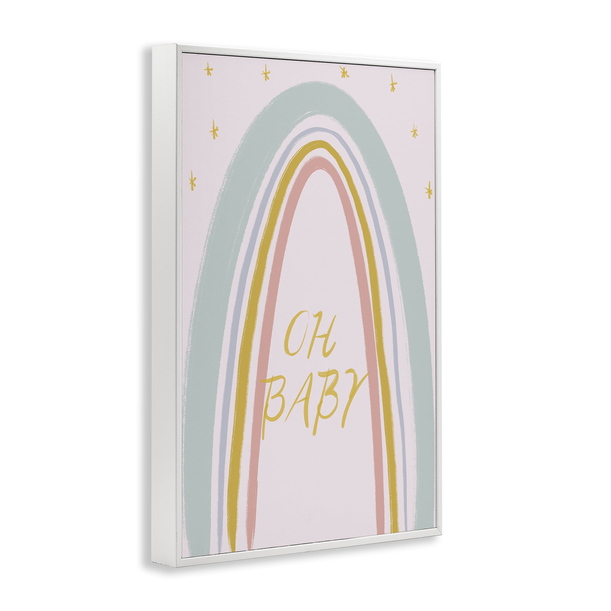 Stupell Industries Oh Baby Rainbow White Framed Giclee Art, design by Lucille Price