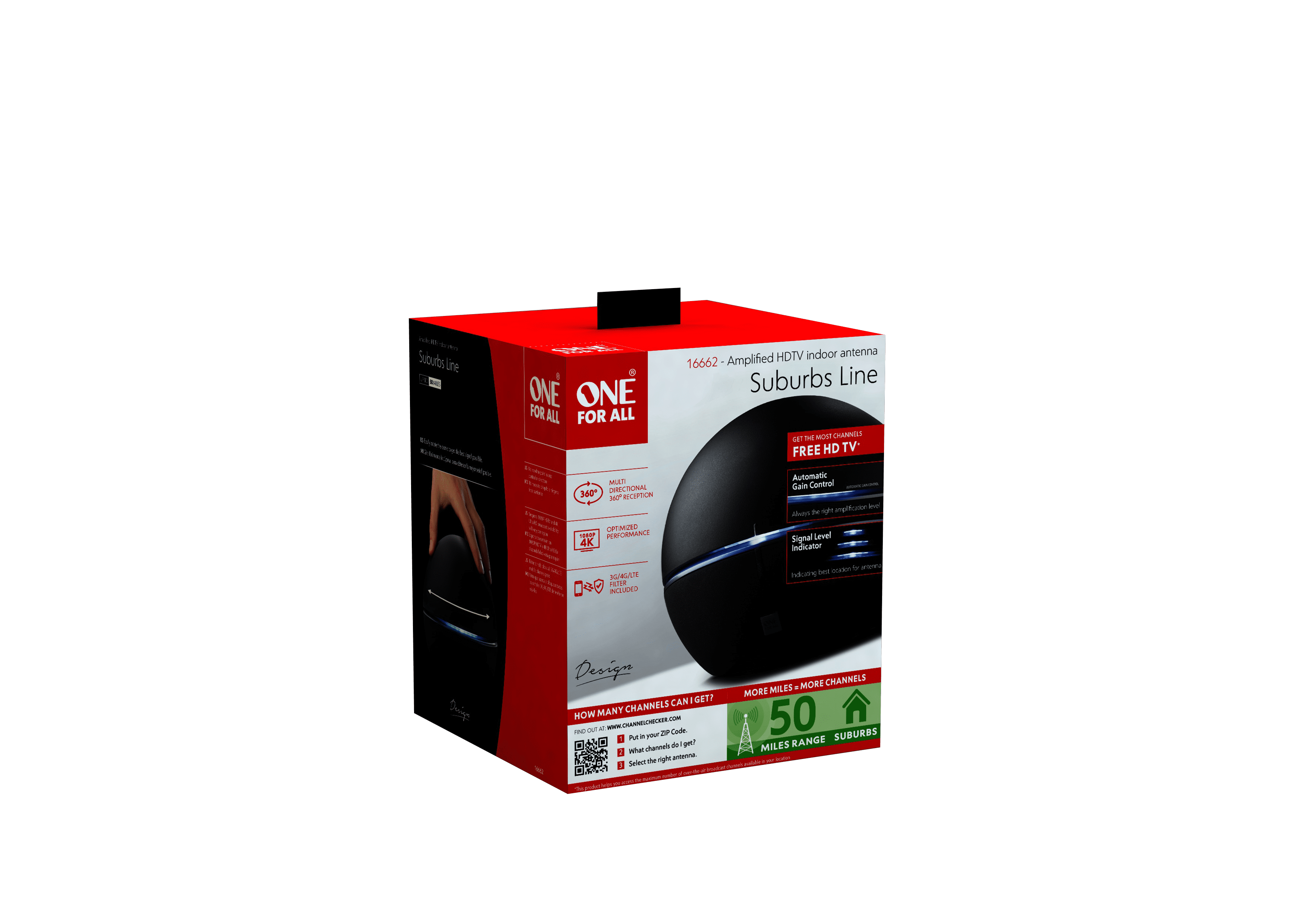 One For All 16662 Amplified Indoor Ball HDTV Antenna