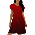 thumbnail image 4 of BUIGTTKLOP Women's Summer Dress Ruffle Sleeve Color Block Mini Dress Flowy Buttton down Sundress with Pockets, 4 of 5