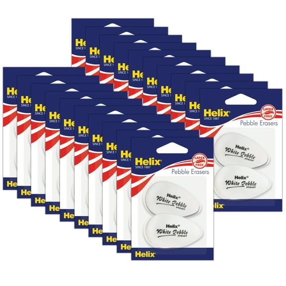 Helix White Pebble Eraser, White, 2 Per Pack, 20 Packs