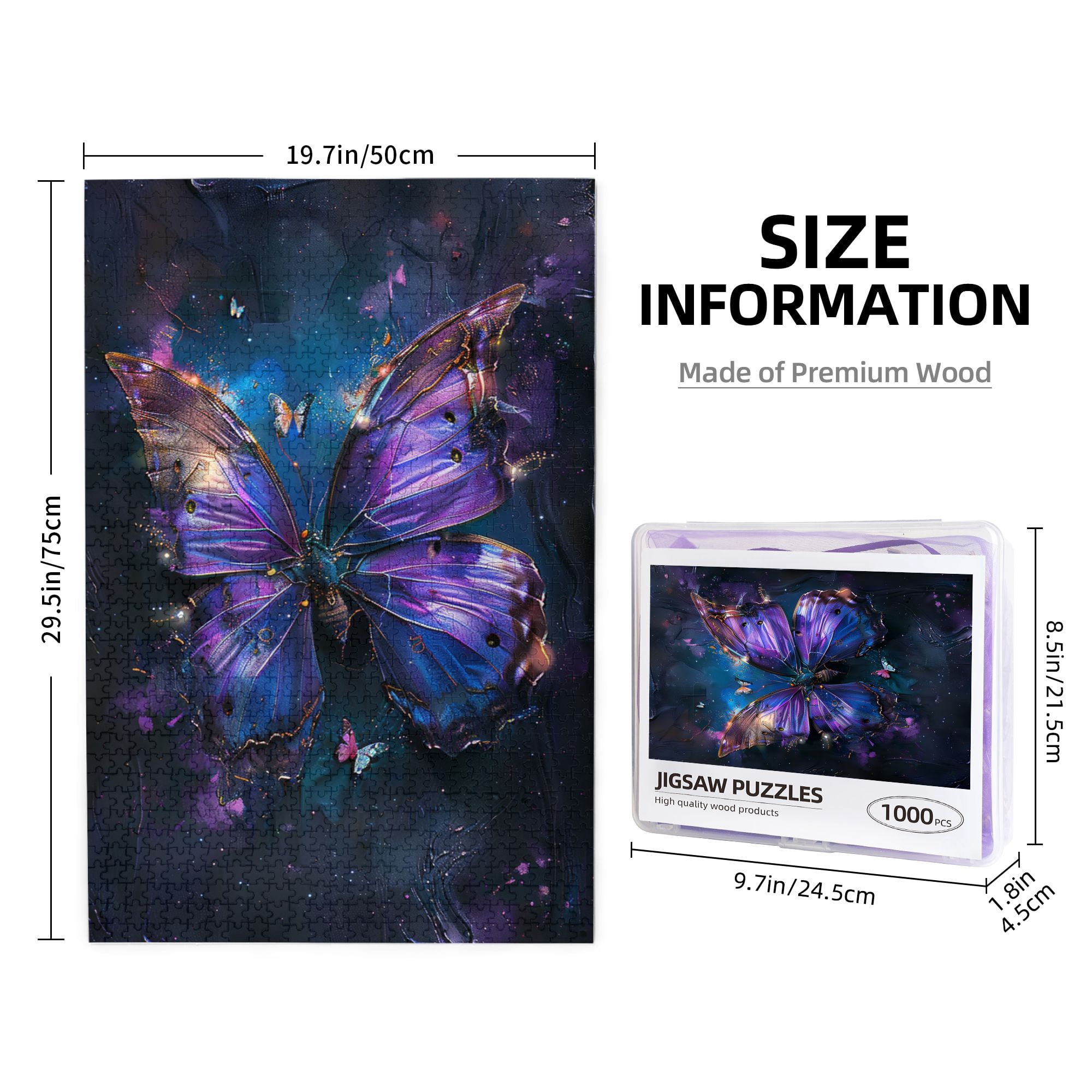 1000 PCS Fantasy Butterfly 1000 Piece Puzzle For Adults,Featuring Beautiful And Unique Illustrations,Depict A Dreamlike Butterfly,Modern Art Wooden Puzzle,Unique And Beautiful Design