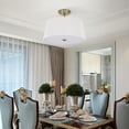 thumbnail image 3 of White Simple & Modern Fan-Shaped Fabric Semi Flus Ceiling Light Home Decor  60W, 3 of 15