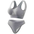 thumbnail image 2 of Voncos Underwear Sets for Women Non Steel Ring Gathered Breathable Gathered Sports Panty and Bra Lingerie Set Gray Size M, 2 of 3