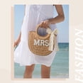 thumbnail image 3 of Bolso tejido a mano Straw Bride con diseño de letra rosa Mrs., 3 of 6