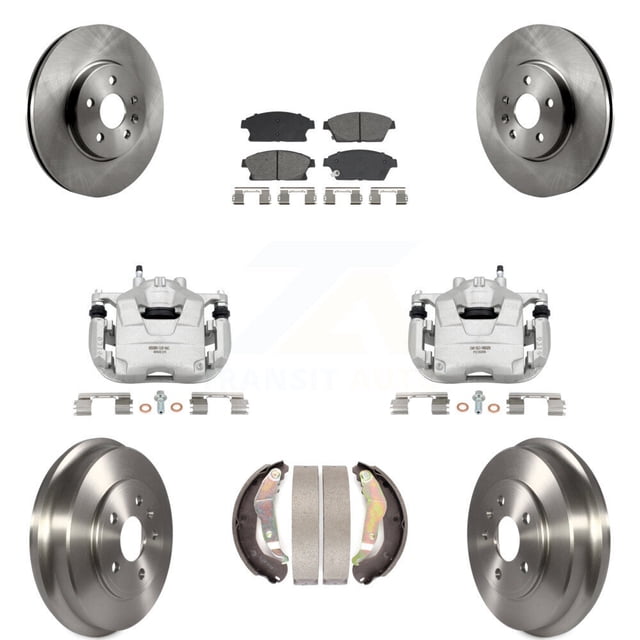 Transit Auto Front Rear Disc Brake Caliper Rotors Drums Semi-Metallic Pads Kit (8Pc) for Car 2013-2017 Chevrolet Trax KC8-101349S