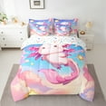 thumbnail image 2 of Manfei Cartoon Animal Axolotl 7-Piece Bedding Comforter Set,Kawaii Pink Salamander King Bedding Sets,Clouds Stars Pattern Bed Sheets,For Teens,Microfiber Bedroom Decor Reversible, 2 of 8
