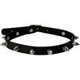 thumbnail image 1 of Gargantilla estilo gótico punk con pinchos de SuriNexCentrics, ajustable de 30 a 42 cm, de cuero sintético negro con pinchos de metal plateado., 1 of 5