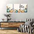 thumbnail image 5 of Blue Watercolor Harvest Pumpkin Canvas Wall Art - "Give Thanks" Autumn Decor for Bedroom, Kitchen, or Office - Classic Thanksgiving Theme Indoor Wall Hanging, Fall Decorations for Home 12*16inch*3pcs, 5 of 5