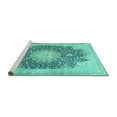 thumbnail image 2 of Ahgly Company Machine Washable Indoor Square Medallion Turquoise Blue Traditional Area Rugs, 4' Square, 2 of 4