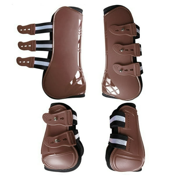 Horse Adjustable Front Hind Horse Leg PU Protection Wrap Riding, Horse Leg Front+Rear Brown M