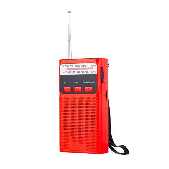 HOT Mini Pocket FM AM Radio Portable Rechargeable Radios with LED Flashlight Support 3.5mm Headphone TF Card Red