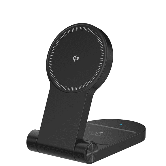 onn 2-in-1 Qi2.0 Wireless Charging Stand, Qi certified, fast charging, Black