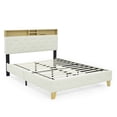thumbnail image 6 of SESSLIFE Platform Bed Frame Queen, Beige Upholstered Platform Bed with Outlet & USB Ports, No Box Spring Needed, Easy Assembly, 6 of 10