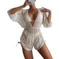 thumbnail image 1 of Conjunto de traje de baño de 3 piezas para mujer, sujetador con cuello Halter, bragas de corte alto, traje de baño de verano con cubierta, 1 of 7