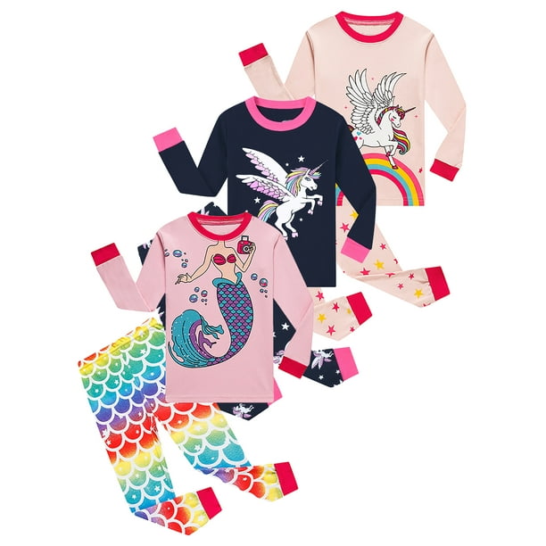 WIBACKER Cotton 2 Pieces Pajamas for 312T Girls Unicorn Sleepwear
