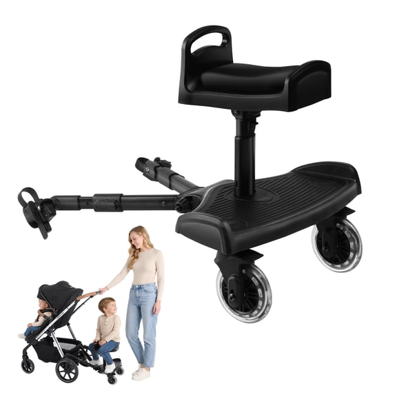 Beberoad Love Universal Stroller Board with Detachable Seat Stroller Ride Board Standing Platform Stroller Glider Board Fits Most of Strollers & Buggies - Rider Holds Children Up to 45lbs