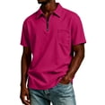 thumbnail image 2 of Men Half Zip Lapel Short Sleeve Polo Shirt Breathable Casual Chest Pocket Lightweight Solid Color Daily Tops XL, 2 of 5