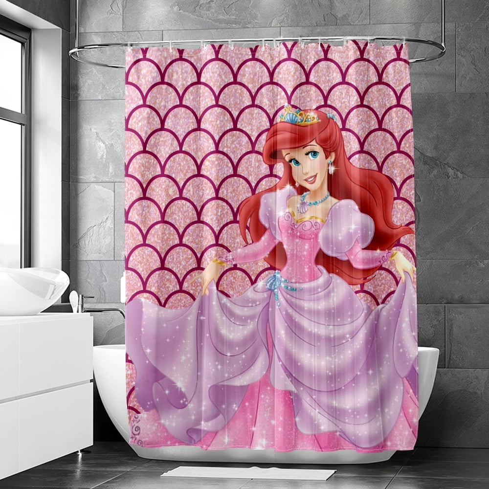 Disney The Little Mermaid Palm Leaf Shower Curtain, Waterproof Fabric