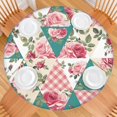 thumbnail image 2 of Pioneer Flower Floral Print Pattern Round Fitted Tablecloth with Elastic Edge,Dining Table Cover Waterproof,Outdoor Round Tablecloth for Camping,Dining,Indoor and Outdoor, 2 of 7