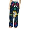 thumbnail image 3 of Picia Colorful Mexican Flower Womens Soft Woven Cotton Elastic Waistband Sleep Pajama Pant Lounge Sleep Pant With Pockets And Drawstring-Medium, 3 of 9