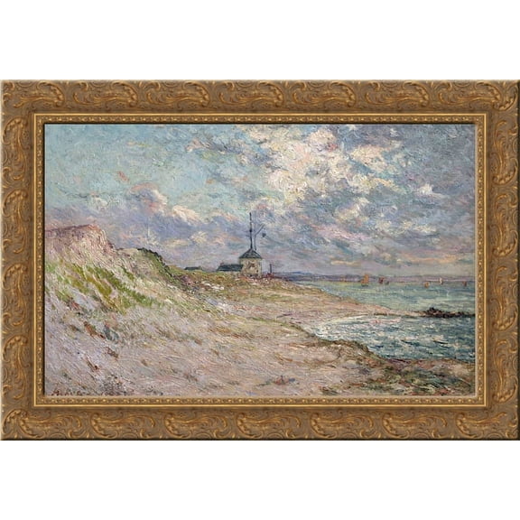 Semaphore of the Beg Meil, Brittany 24x19 Gold Ornate Wood Framed Canvas Art by Maufra, Maxime