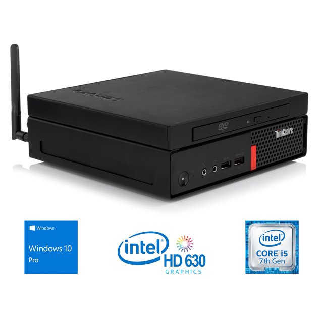 Remis à Neuf Lenovo ThinkCentre M910q Mini PC, Intel Core i5-7500T jusqu'à 3,3 GHz, 32 Go RAM, 1 To SSD, DVDRW, DisplayPort, Wi-Fi, Bluetooth, Windows 10 Pro