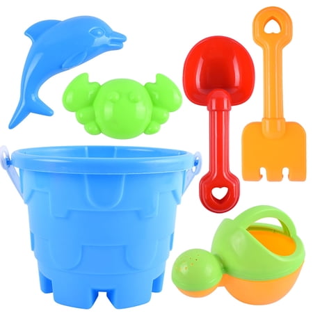 Sehao Summer Children s Beach Toys Play Water Digging Sand Play House Shovel Bucket 6-piece Set Plastic Beach toy