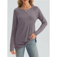 thumbnail image 2 of Long Sleeve Shirts for Women Fall Outfit Fashion Casual T Shirt Round Neck Basic Loose Tunic Tops, 2 of 6